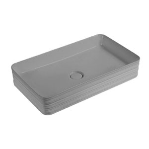 כיור מונח מלבני פסים לאמבטיה 675X380X120 אפור כהה מט